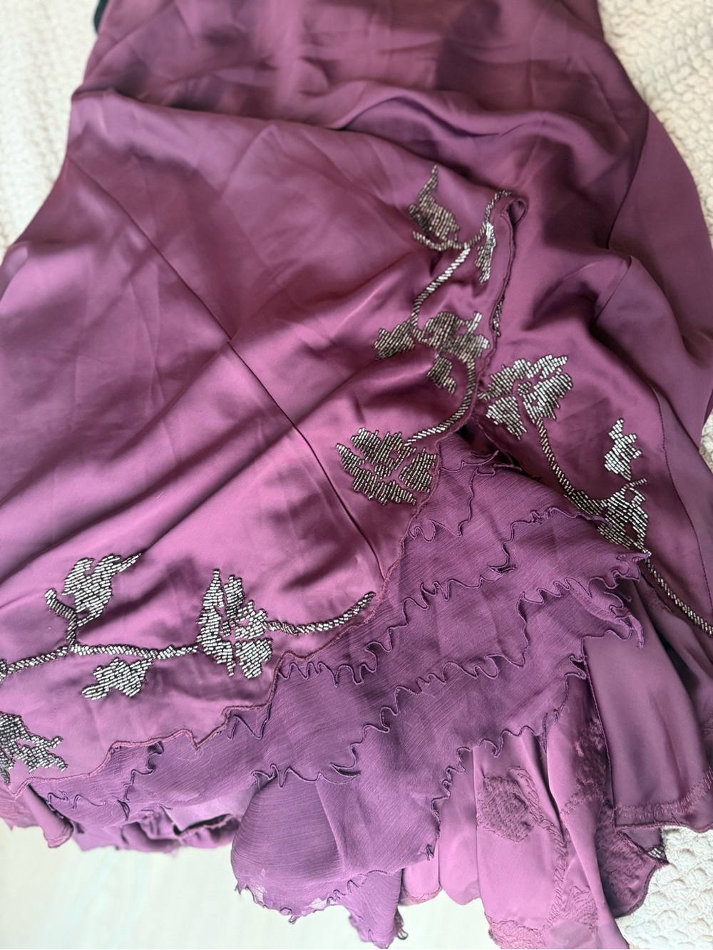 HOUSE OF CB ANASTELLE PLUM HAND BEADED EMBELLISHED SATIN MAXI GOWN SIZE S - Picture 9 of 14